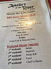 Amelio's On The River menu