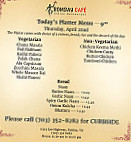 Bombay Cafe menu