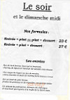 La Vie est Belle menu