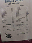 Billy's Place menu