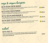 Getta Burger menu