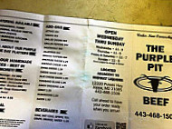 The Purple Pit menu