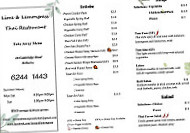 Lime & Lemongrass Thai Restaurant menu