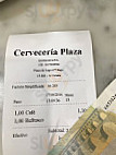 Plaza Cerveceria menu