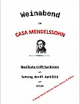 Casa Mendelssohn Fine Dining menu