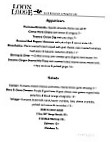 Loon Lodge menu