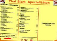 Thai Siam menu