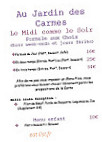 Au Jardin des Carmes menu