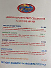 Alumni Sports Cafe menu