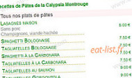 La Calypsia menu