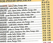 Serge Pizzas menu