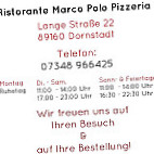 Pizzeria Marco Polo menu