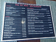 Pau Do Índio menu