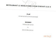 Le Boulevard menu