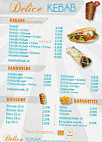 Délice Kebab menu