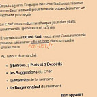 Côté Sud menu