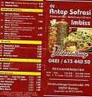 Öz Antep Sofrasi menu