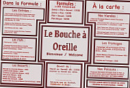 Le Bouche A Oreille menu