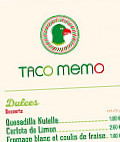 Taco Memo menu