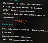 La petite auberge menu