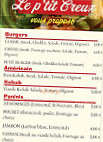 Le P'tit Creux menu