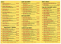 Bollywood Spices Indian Cuisine menu