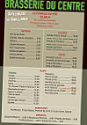 Brasserie Du Centre menu