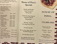 House Of Pizza menu