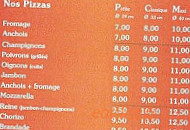 Pizza Tony menu