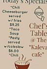 Kaleva Cafe menu