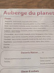 Auberge du planet menu