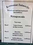 Restaurant Dalmacija menu