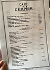 Cafe de l'empire menu