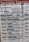 Spanky Oliver's Ice Cream menu