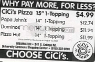 Cassano's Pizza King menu