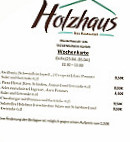 Holzhaus Das Restaurant menu