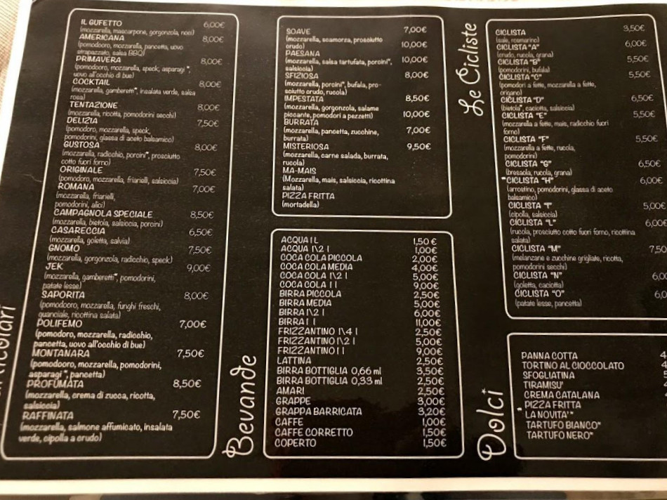 Pizzeria Il Gufetto Carte