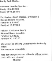 El Tapatio menu