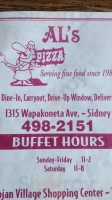 Al’s Pizza menu