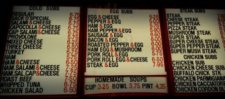 Sack O' Subs menu