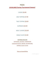 Frederick Golf Country Club menu