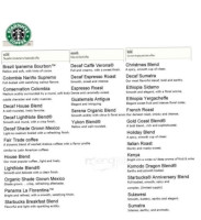 Starbucks menu