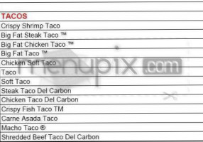 Del Taco menu