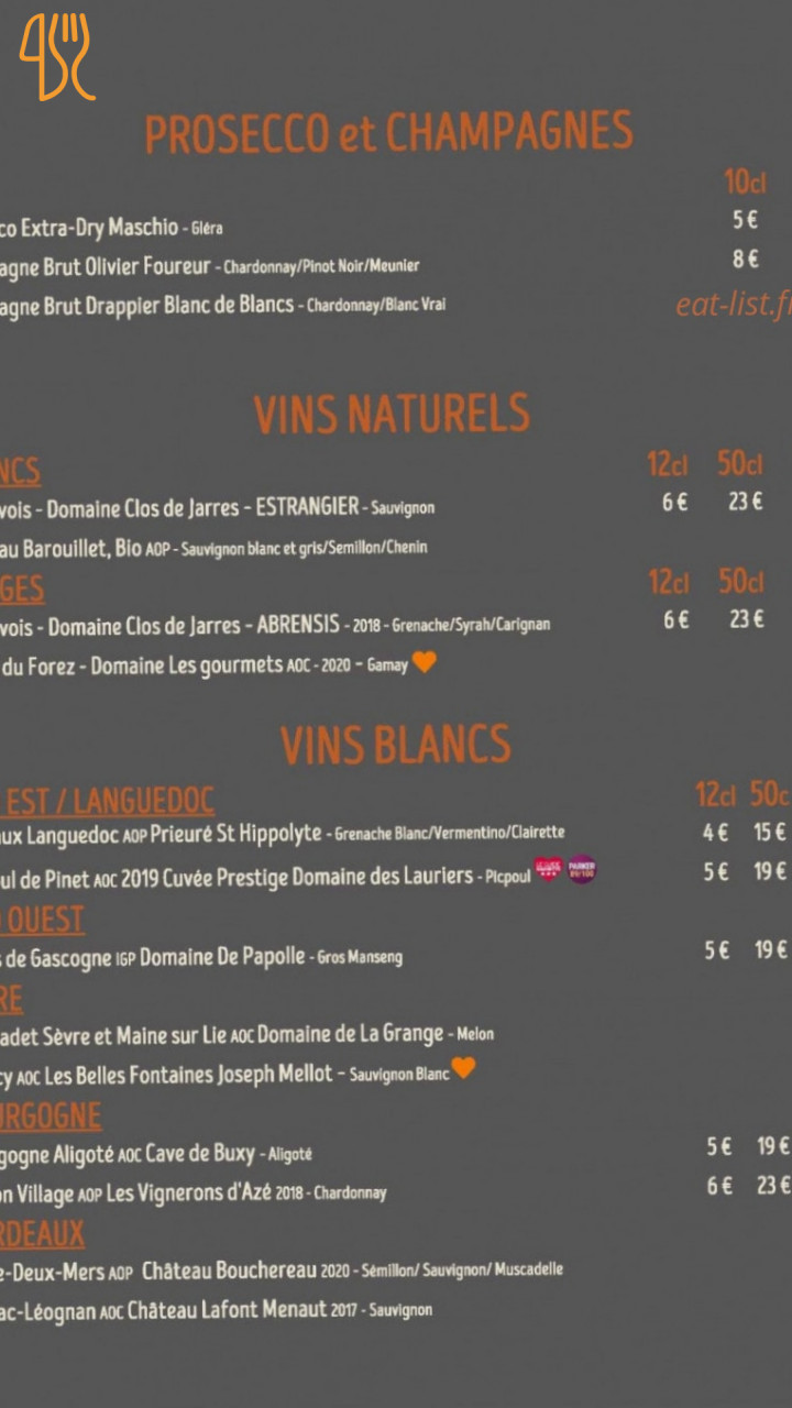 Les Hedonistes Carte