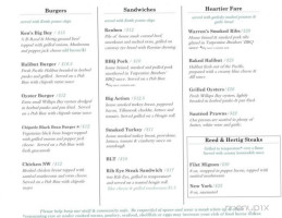 Warren House Pub menu