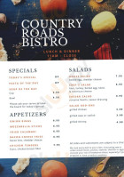 Country Roads Bistro menu