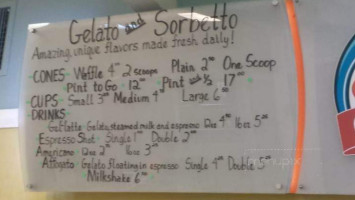 Sea Star Gelato menu