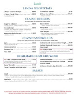 Beachcombers menu