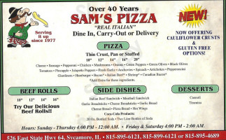 Sam's Pizza menu