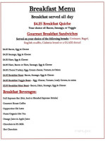 Bayside Bakery menu